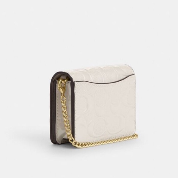 Coach Mini Wallet On A Chain In Signature Leather color gold/chalk - Picture 5 of 8